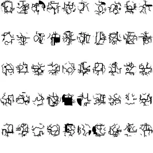 Scratched Prints: Complete high quality alien alphabet isolated on white