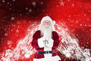 Concentrating Prints: Composite image of father christmas doing some yoga