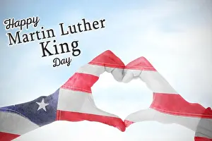 4th Of July Prints: Composite image of usa flag painted on hands making heart shape