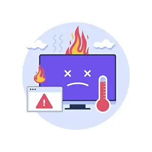 Thermometer Prints: Computer overheating problem illustration concept