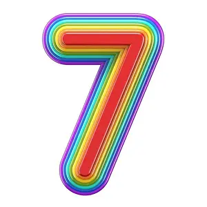 Lgbt Prints: Concentric rainbow number 7 SEVEN 3D