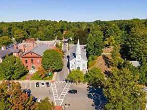 Concord Prints: Concord Monument Square aerial view including Holy Family Parish Church