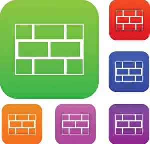 Barrier Prints: Concrete block wall set collection
