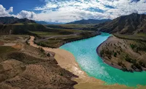Katun River Prints: The confluence of two rivers, Katun and Chuya