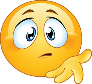 Frowning Prints: Confused emoji emoticon holds out his hand with his palm turned upwards and making a gesture of what is or did wrong
