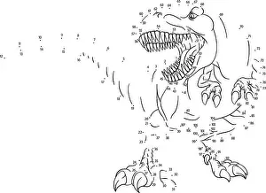 Childs Prints: Connect Join The Dots To Dot T Rex Dinosaur Puzzle