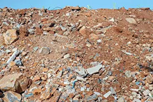 Debris Prints: Construction and Demolition Debris. Blue sky background