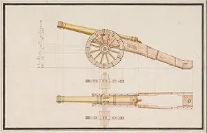 Western European Prints: Construction Drawing of a Cannon