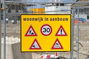 Residential District Prints: Construction of new houses with infrastructure in new residential area Westergouwe in Gouda the Netherlands