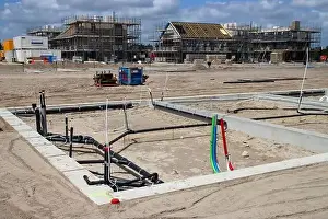 Residential District Prints: Construction of new houses with infrastructure in new residential area Westergouwe in Gouda the Netherlands