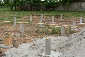 Groundwater Prints: Construction of pile foundation. A series of photo building houses