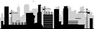 Residential District Prints: Construction site black silhouette vector illustration