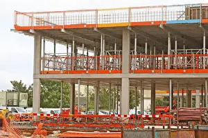 Construct Prints: Construction site with orange safety barriers at all levels