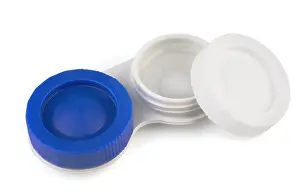 Eyesight Prints: Contact lens in case with solution isolated on white