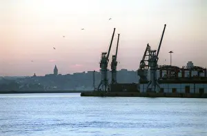 Blue Hour Prints: Container Terminal at Bosphorus Strait, Istanbul