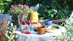 Hot Drink Prints: Continental breakfast on the garden table