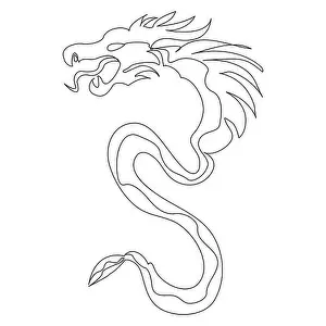 Dinosaur Prints: Continuous one line drawing dragon