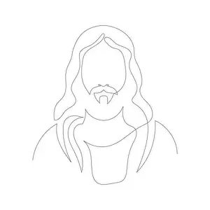 Prayer Prints: Continuous line drawing of Jesus Christ, son of God, biblical easter illustration