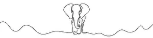 Asian Elephant Prints: One continuous line illustration of an elephant