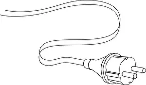 Editable Stroke Prints: continuous single line drawing of electric plug and power cable