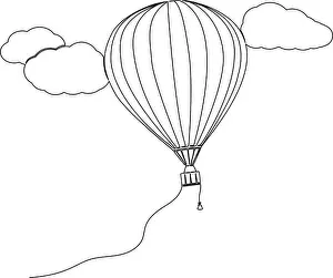 Editable Stroke Prints: continuous single line drawing of hot air balloon, line art vector illustration