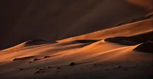 Contrasted abstract of the Oxide rich red sand dunes in the great sand sea of Namibia