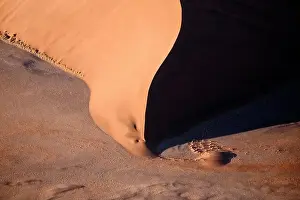 Contrasted abstract of the Oxide rich red sand dunes in the great sand sea of Namibia