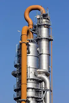 Petroleum Prints: Cooling tower of an oil and gas refinery industrial plant