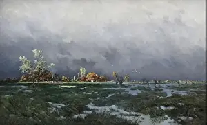 Painters Prints: Coosemans Joseph Theodore - Zonnestraal Na Het Onweer - Belgian School - 19th Century