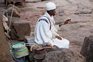 Libro Prints: coptic priest in orthodox church, lalibela, ethiopia, africa