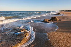 Rsbrb Prints: Coquina rock formations along coast of Atlantic Ocean at Washington Oaks Gardens State Park in Palm Coast