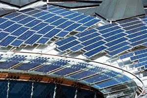 Solar Panels Prints: The Core roof solar panels, Eden project, Cornwall, England