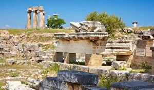 City Collection: Corinth, Ruins at the archaeological site, Greece, Temple of Apollo, Peloponnese