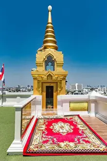 Chedi Prints: Corner tower with red prayer mat