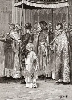 Richard Prints: Coronation of King Richard I in 1189 in Westminster Abbey, London, England