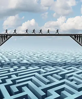 Looking Up Prints: Corporate success concept to rise above challenges of business