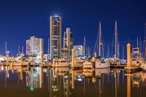 Images Dated 29th January 2018: Corpus Christi, Texas, USA downtown skyline on the water at twilight with boats
