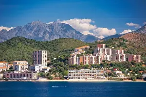 Condominiums Prints: Corsica, France coastal resorts skyline on the Mediterranean