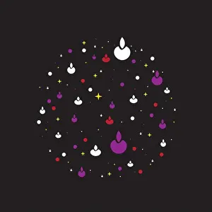 Flames Prints: Cosmic Dance of Colorful Flames and Stars Celebrating Diwali