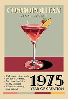 Cosmopolitan Cocktail retro poster vector wall art