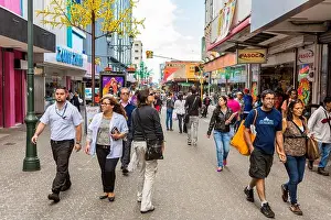 San Jose Prints: Costa Rica, San Jose, downtown, pedestrian city center, Avenida Central