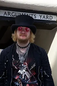 Resorts Prints: Costumed Man, Gothic Spiked PU Leather Choker Collar Spike at Arguments Yard; Whitby Goth Weekend Festival