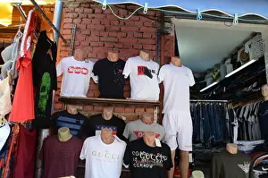 Albania Prints: counterfeit goods at Rruga Shyqyri Bërxolli open air market tirana albania