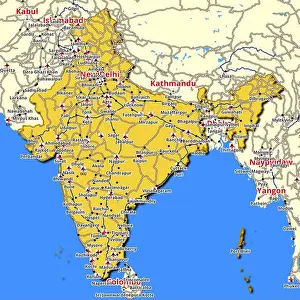 Changeable Prints: Country map of India featuring the major roads and highways spanning across the state