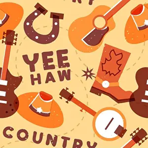 Dallas Prints: Country music seamless pattern illustration