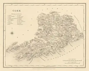 Samuel Prints: COUNTY CORK antique map for LEWIS by CREIGHTON & DOWER - Ireland 1837 old