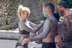 Baths Prints: Couple applying mud at Mud Pools