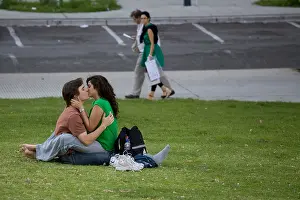 Fiancee Prints: A couple kissing each other in a Park in Buenos Aires
