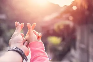 Dreams Prints: couple lover hand mini heart sign symbol for loveing together concept