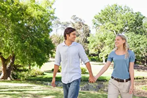 Three Quarter Prints: Couple walking through the park